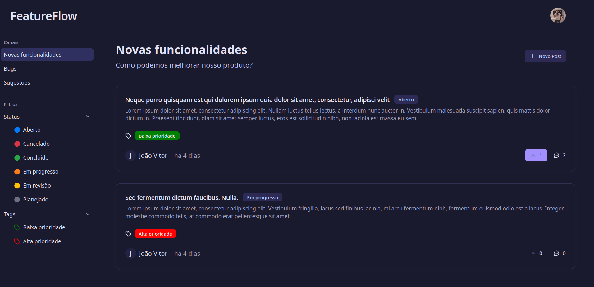 Feature Flow - Plataforma de feedback